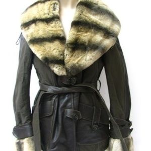 Punto exotic fur and leather (sheerling?) coat